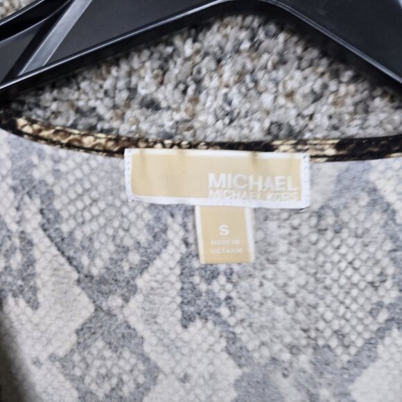 Michael Kors Top Womens Small Brown Animal‎ Print Surplice Neck Short Sleeve Tee - Picture 6 of 7